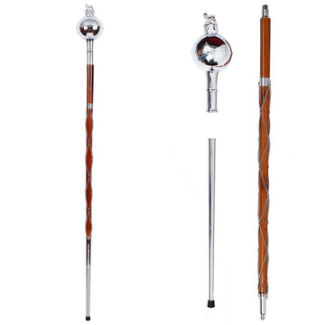 Drum Major Stave Plain Chrome Ball Head Lion and Crown Three parts